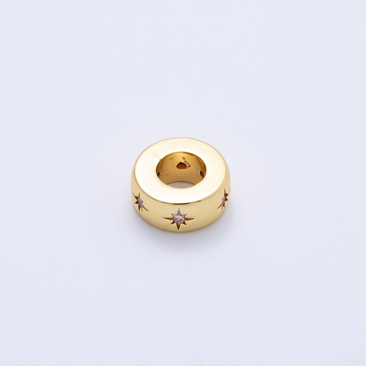 16K Gold Filled 11mm Clear CZ Minimalist Celestial Starburst Rondelle Spacer Bead Star Stacker Charm Gift for Her DIY Supply | BEADS-00277