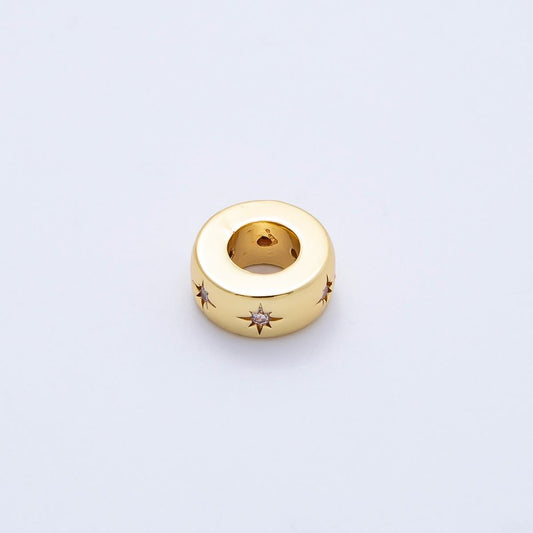 16K Gold Filled 11mm Clear CZ Minimalist Celestial Starburst Rondelle Spacer Bead Star Stacker Charm Gift for Her DIY Supply | BEADS-00277