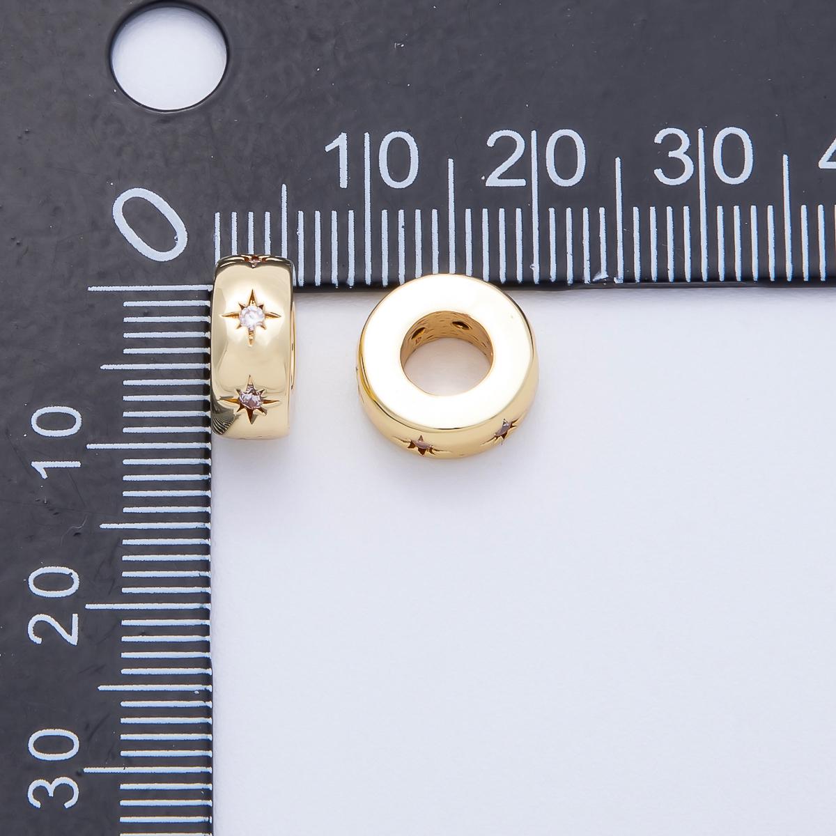 16K Gold Filled 11mm Clear CZ Minimalist Celestial Starburst Rondelle Spacer Bead Star Stacker Charm Gift for Her DIY Supply | BEADS-00277