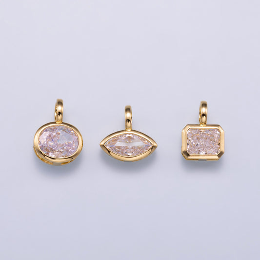 14k gold filled Clear Cz Eye Rectangle Oval bezel Charm Geometric pendant for Drop Jewelry Collar Cord Necklace Supply | Charms-751