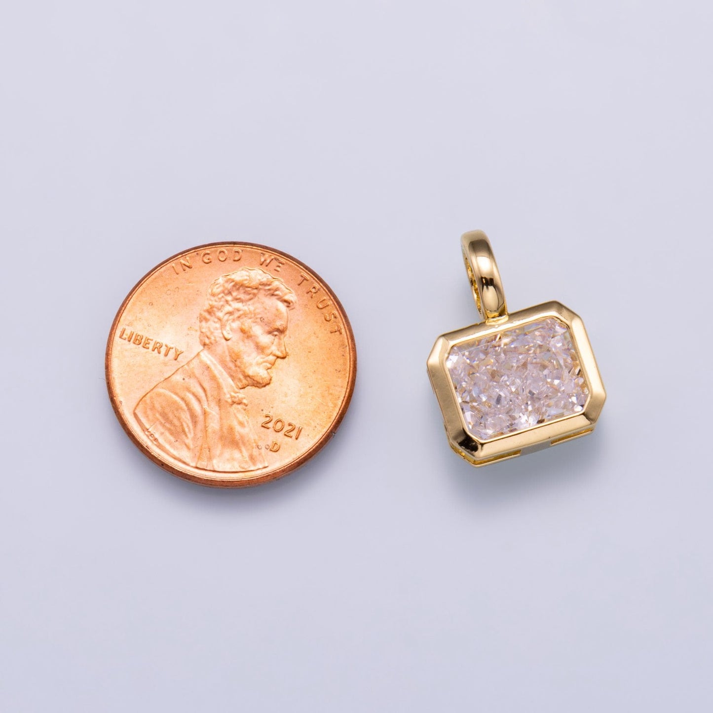 14k gold filled Clear Cz Eye Rectangle Oval bezel Charm Geometric pendant for Drop Jewelry Collar Cord Necklace Supply | Charms-751