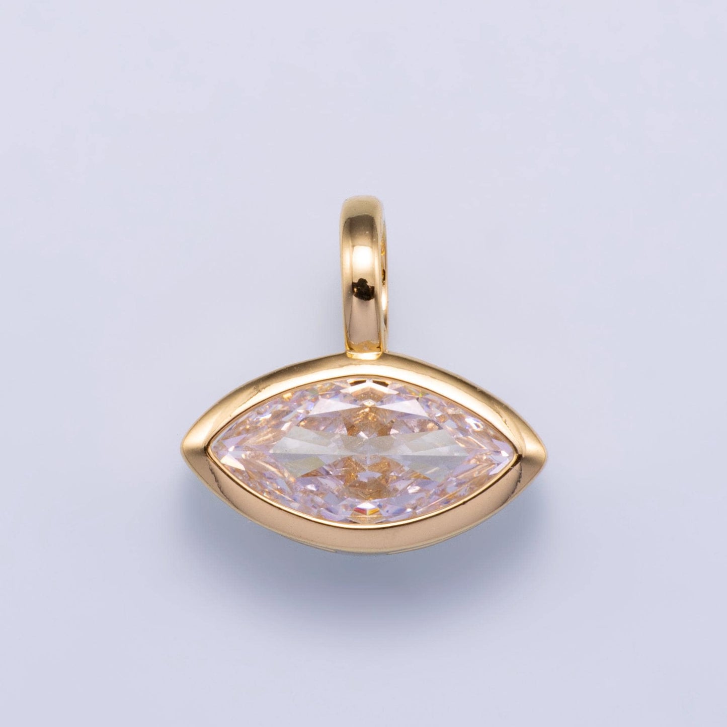 14k gold filled Clear Cz Eye Rectangle Oval bezel Charm Geometric pendant for Drop Jewelry Collar Cord Necklace Supply | Charms-751