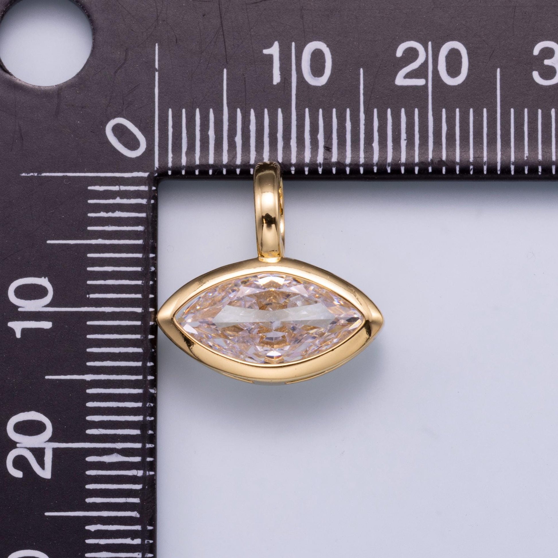 14k gold filled Clear Cz Eye Rectangle Oval bezel Charm Geometric pendant for Drop Jewelry Collar Cord Necklace Supply | Charms-751