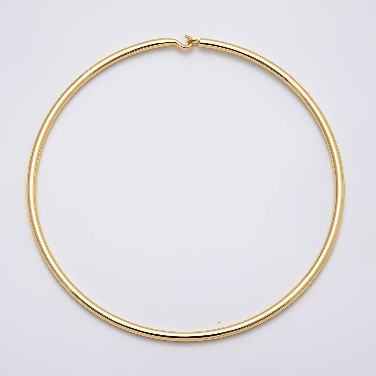 Minimalist Thick Gold Plated Choker Necklace Strong Cuff Necklace for Personalized Charm Beads Jewelry WA-4277