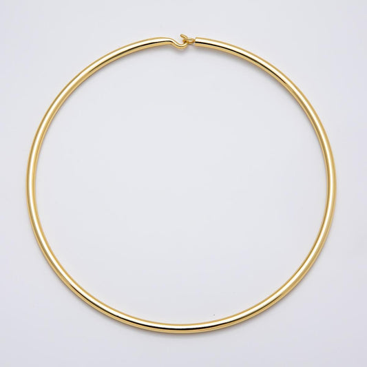 Minimalist Thick Gold Plated Choker Necklace Strong Cuff Necklace for Personalized Charm Beads Jewelry WA-4277