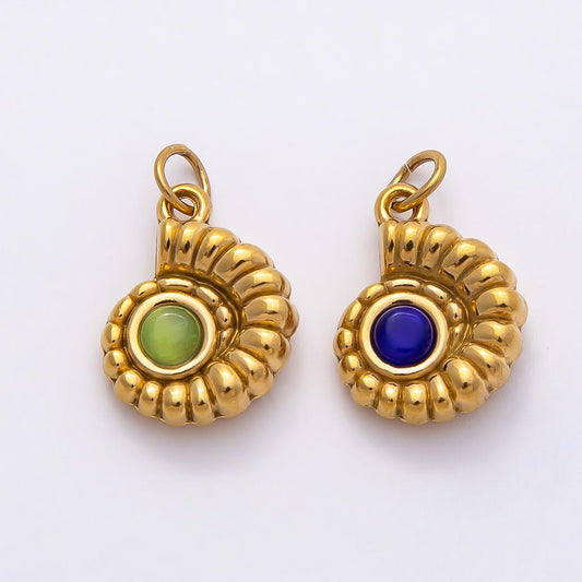 18k Stainless Steel 17mm Gold Spiral Dangle Sea Shell Charm Marine Ocean Jewelry DIY Supply for custom Necklace and Bracelet | CHARMS-00800