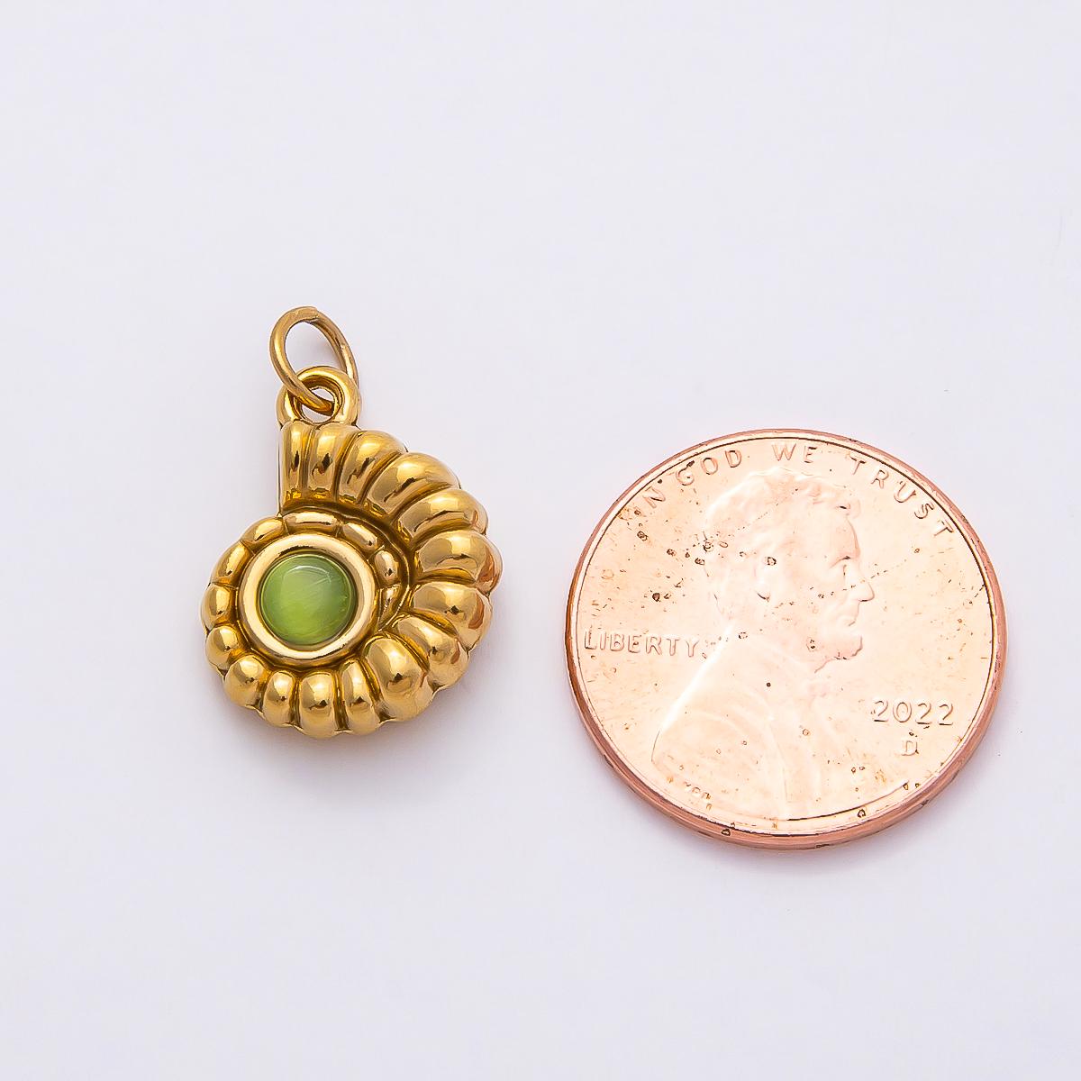 18k Stainless Steel 17mm Gold Spiral Dangle Sea Shell Charm Marine Ocean Jewelry DIY Supply for custom Necklace and Bracelet | CHARMS-00800