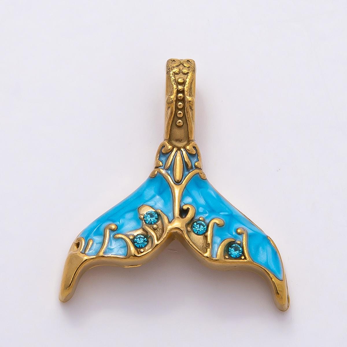 18k Stainless Steel 31mm Whale Tail Charms Mermaid Tail Pendant Ocean Animal Inspired Jewelry DIY Necklace Birthday Gift | CHARMS-00789