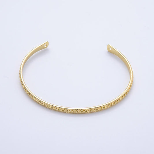18K Gold Filled Dotted Half Cuff Bracelet- Half Bracelet Finding for Bangle Supply WA-4450