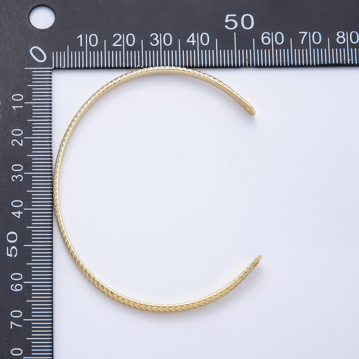 18K Gold Filled Chevron Half Cuff Bracelet- Half Bracelet Finding for Bangle Supply WA-4454