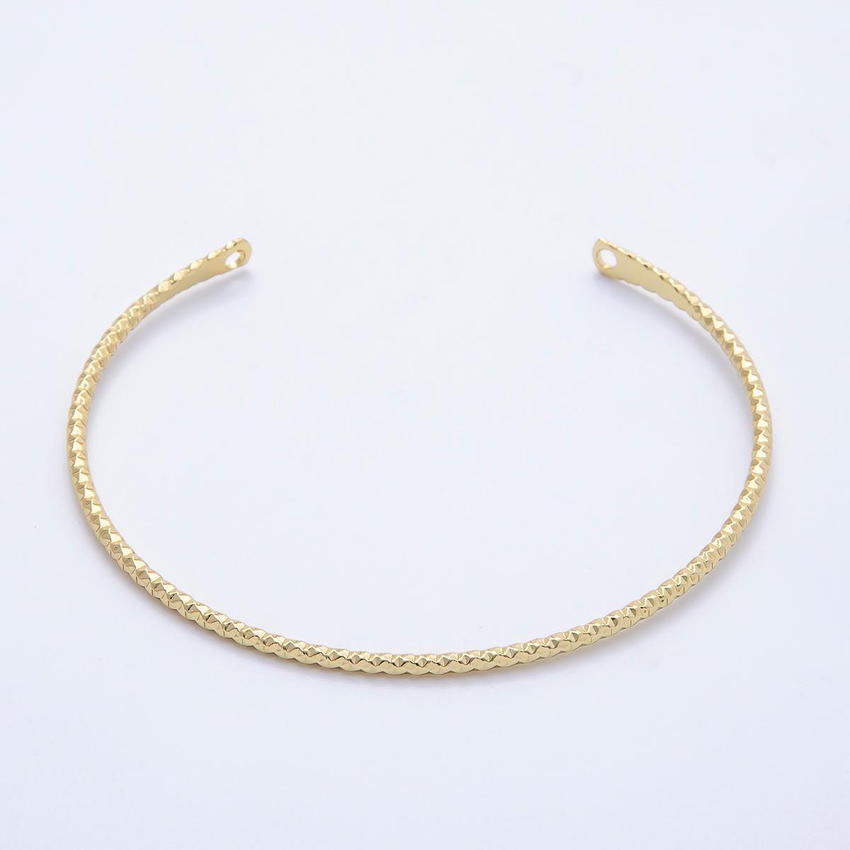 18K Gold Filled Textured Diamond Cut Half Cuff Bracelet- Half Bracelet Finding for Bangle Supply WA-4456