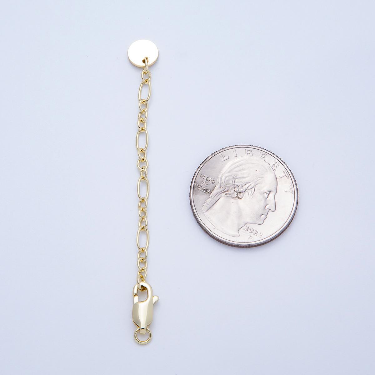 16k Gold Filled Figaro Extender Chain with Lobster Clasp Wholesale Necklace Extension Piece DIY Custom Jewelry Supply | FINDINGS-00169