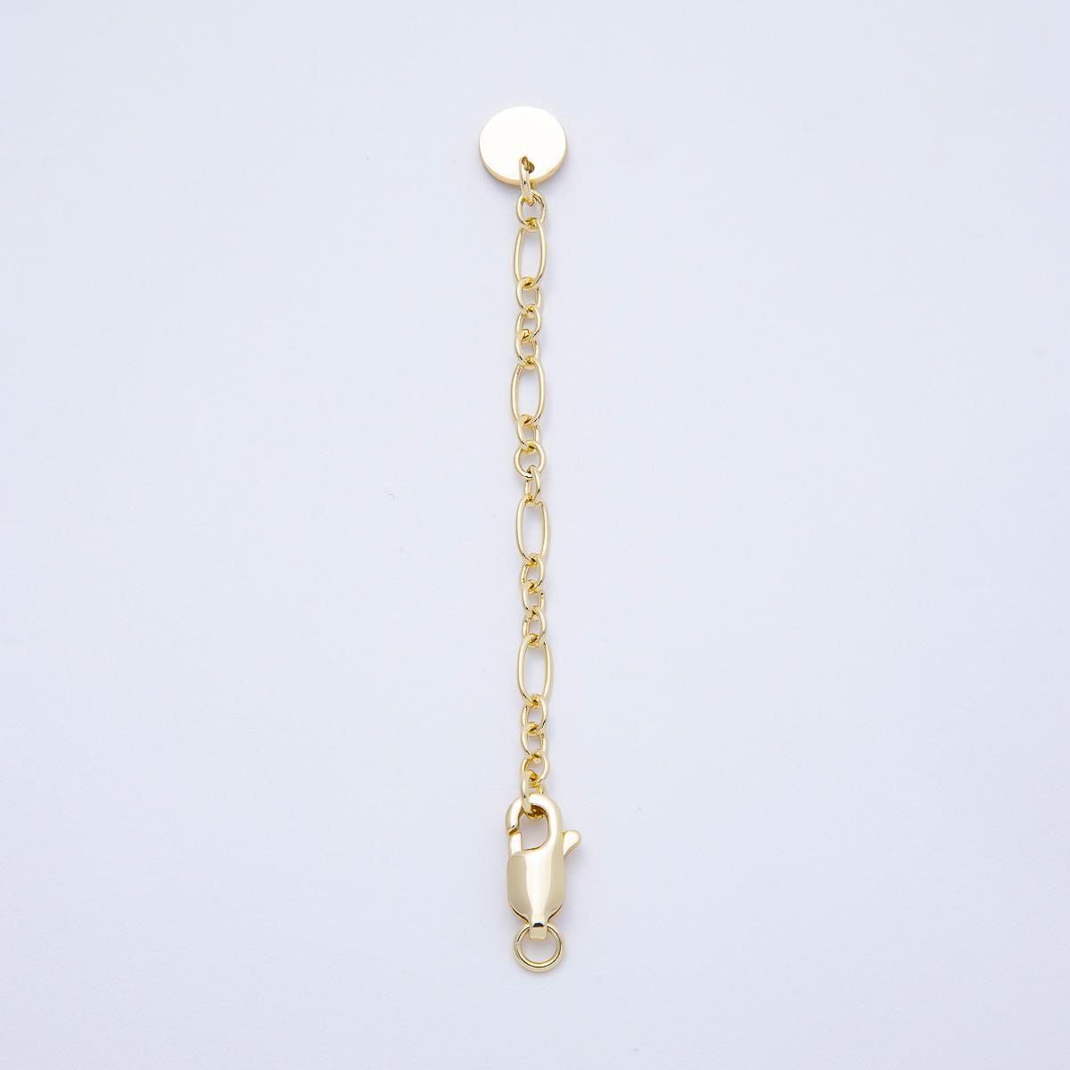 16k Gold Filled Figaro Extender Chain with Lobster Clasp Wholesale Necklace Extension Piece DIY Custom Jewelry Supply | FINDINGS-00169