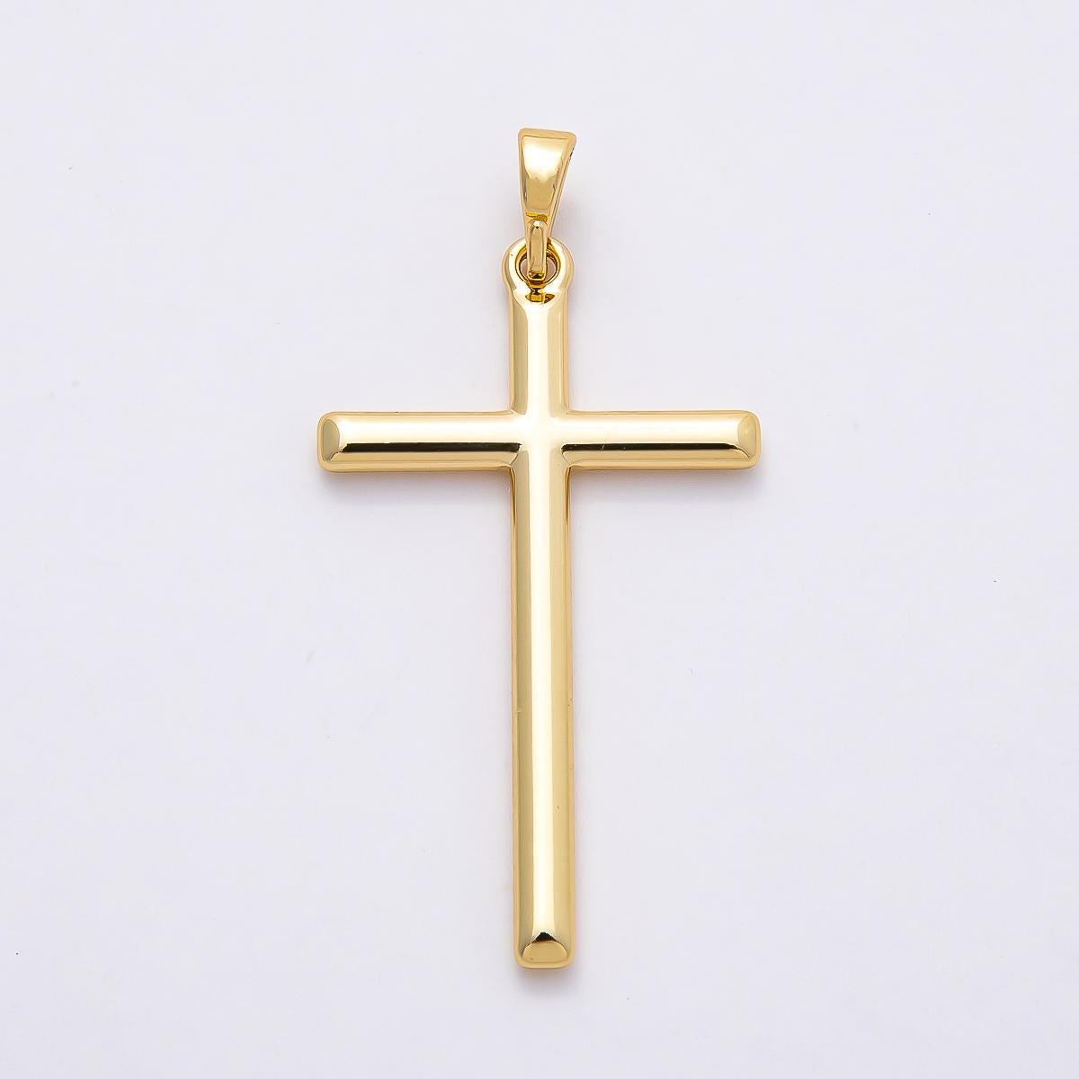 14K Gold Filled 36mm Plain Religious Cross Charm Minimalist Crucifix Religious Jewelry DIY Supply for custom Necklace | Charms-00666