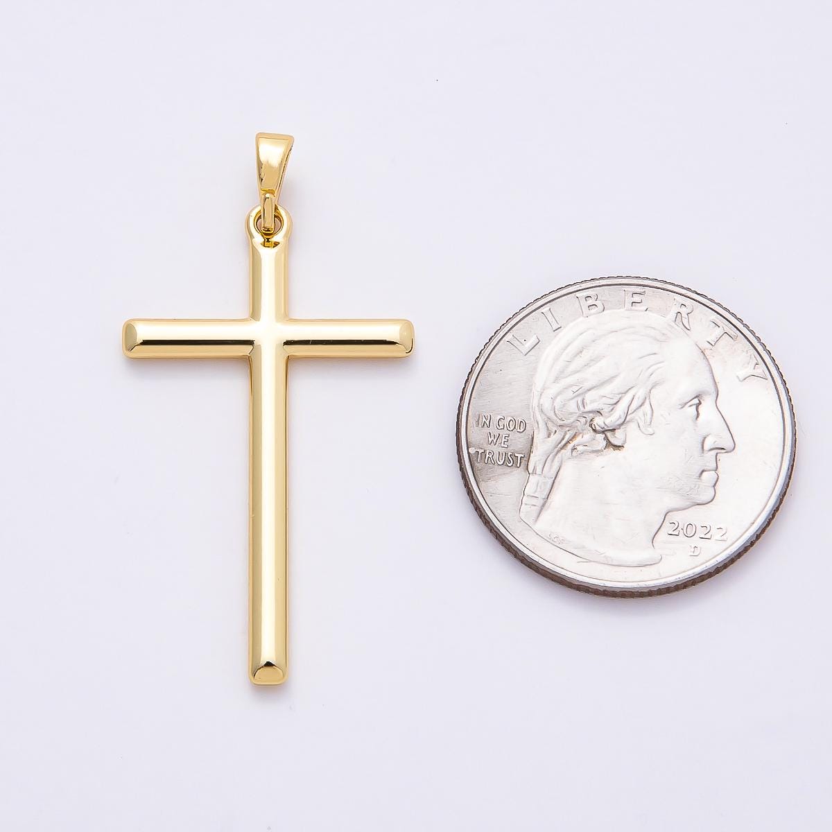 14K Gold Filled 36mm Plain Religious Cross Charm Minimalist Crucifix Religious Jewelry DIY Supply for custom Necklace | Charms-00666