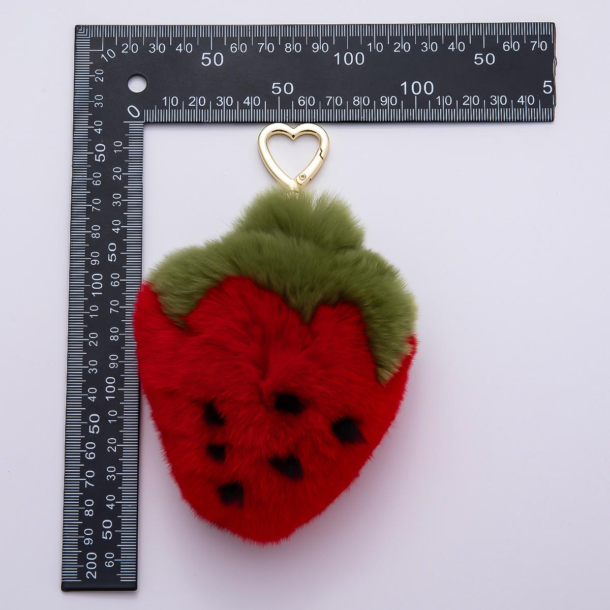 Fluffy Strawberry Plush Keychain 152mm Fruit Kawaii Accessory Decor Gift for Backpacks and Purses | WB-00328