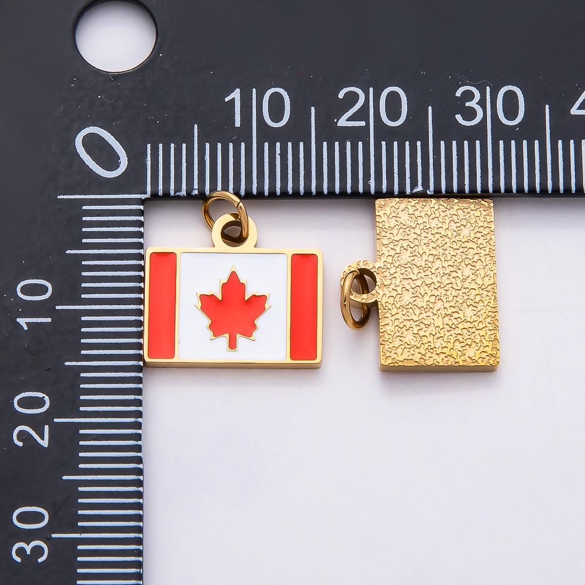 18k Stainless Steel 13mm Canada Flag Charm Red Enamel Maple Leaf Pendant for DIY Necklace Bracelet Making Travel Jewelry Gift | CHARMS-00796