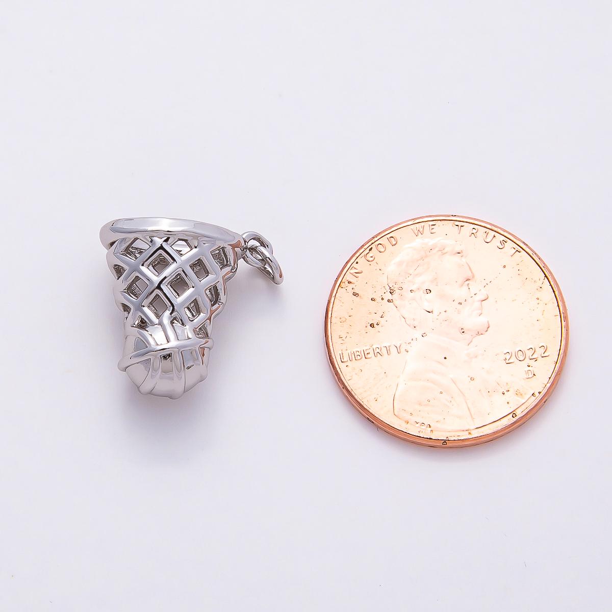 Silver 14mm Basketball Hoop Pendant Sport Net with Ball for DIY Necklace Bracelet Charm Add On DIY Jewelry Making Supply | CHARMS-00812