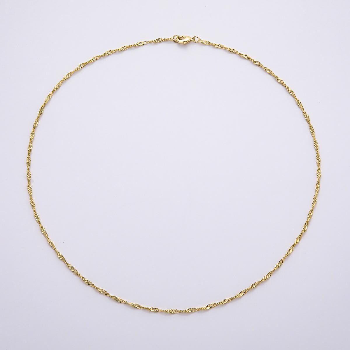 16K Gold Filled 2.1mm Dainty Minimalist Singapore Chain 17.71mm Necklace Delicate Everyday Gold Layering Piece Gift for Her | WA-4483