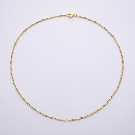 16K Gold Filled 2.1mm Dainty Minimalist Singapore Chain 17.71mm Necklace Delicate Everyday Gold Layering Piece Gift for Her | WA-4483