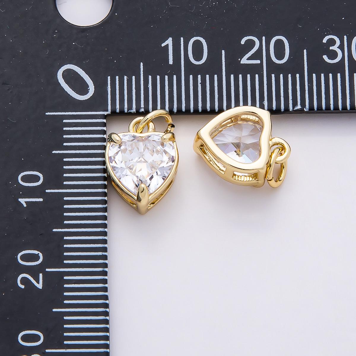 16k Gold Filled 12mm Heart Zirconia Charm Clear Crystal Love Pendant for DIY Necklace Earrings Bridal Jewelry Making Finding | CHARMS-00818
