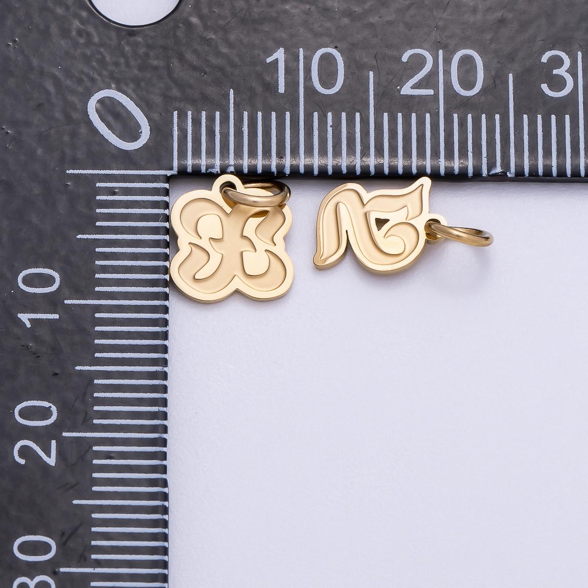 PVD Gold Plated Letter Charm Gold Cursive Alphabet Charm Initial Letter Pendant Personalized Jewelry Stainless Steel Tarnish Free CHARMS-720