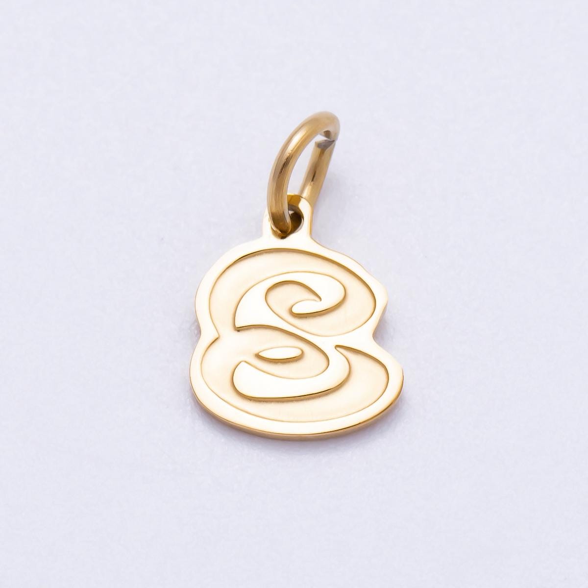PVD Gold Plated Letter Charm Gold Cursive Alphabet Charm Initial Letter Pendant Personalized Jewelry Stainless Steel Tarnish Free CHARMS-720