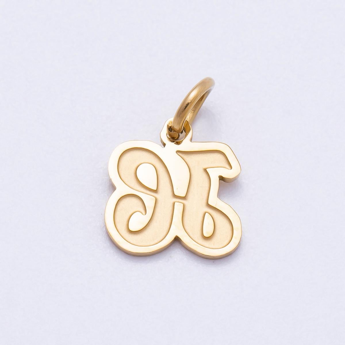 PVD Gold Plated Letter Charm Gold Cursive Alphabet Charm Initial Letter Pendant Personalized Jewelry Stainless Steel Tarnish Free CHARMS-720