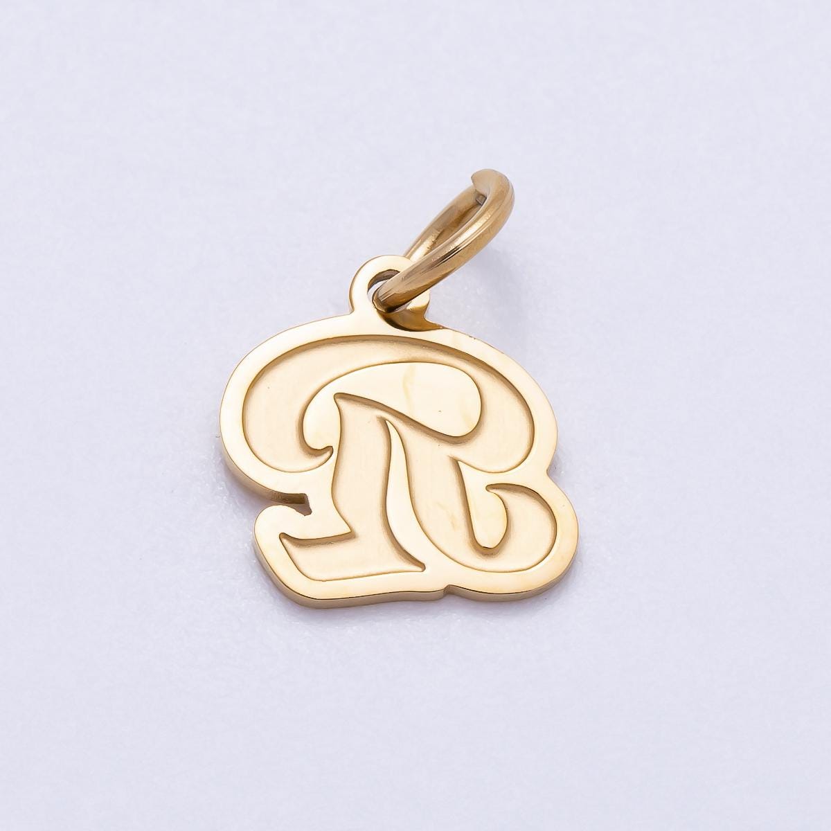 PVD Gold Plated Letter Charm Gold Cursive Alphabet Charm Initial Letter Pendant Personalized Jewelry Stainless Steel Tarnish Free CHARMS-720