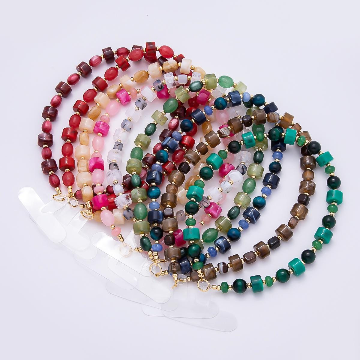 Colorful Beaded Phone Wrist Strap 40mm Chunky Boho Lanyard Wristlet Accessories | WB-00332