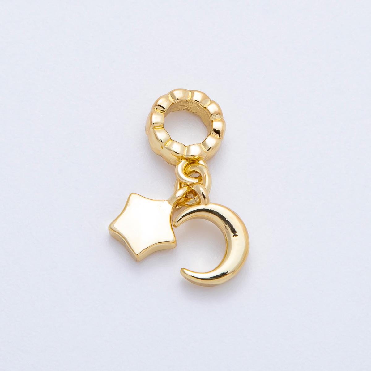 18k gold filled Celestial charm Moon Star theme rondelle bail drop pendant bracelet | CHARMS-718