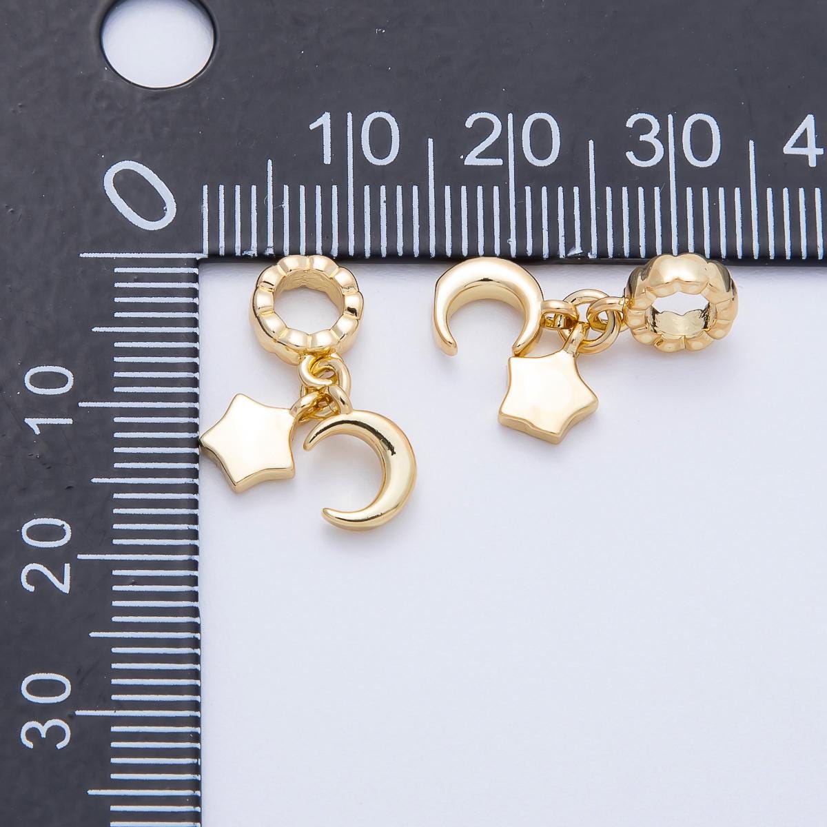18k gold filled Celestial charm Moon Star theme rondelle bail drop pendant bracelet | CHARMS-718