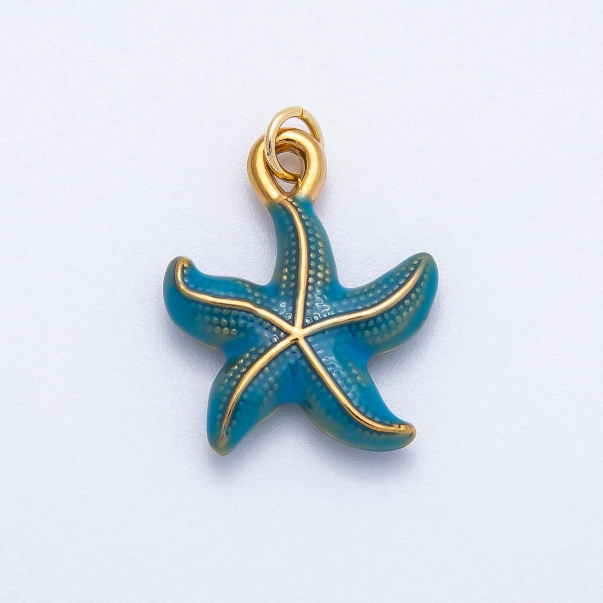 18k Stainless Steel 22mm Blue Enamel Starfish Charm Under the Sea Pendant Dainty DIY Jewelry Supply custom necklace bracelet | CHARMS-00704