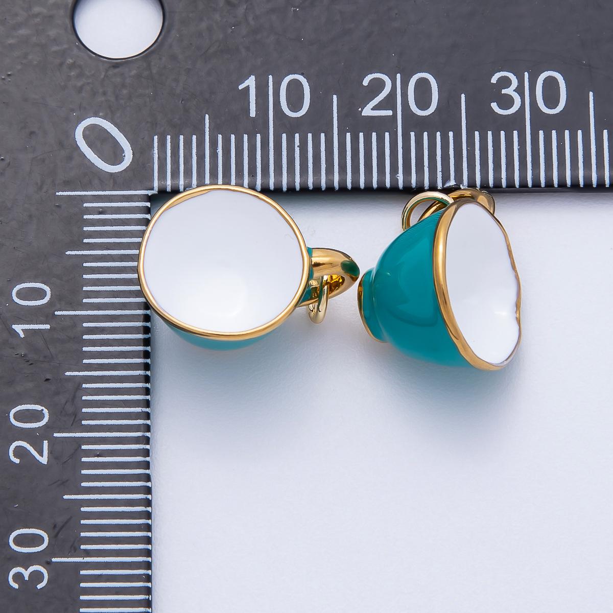 18k Stainless Steel Gold Teacup Charm Miniature Tea Lover Pendant DIY Jewelry Supply for custom necklace and bracelet | CHARMS-00706