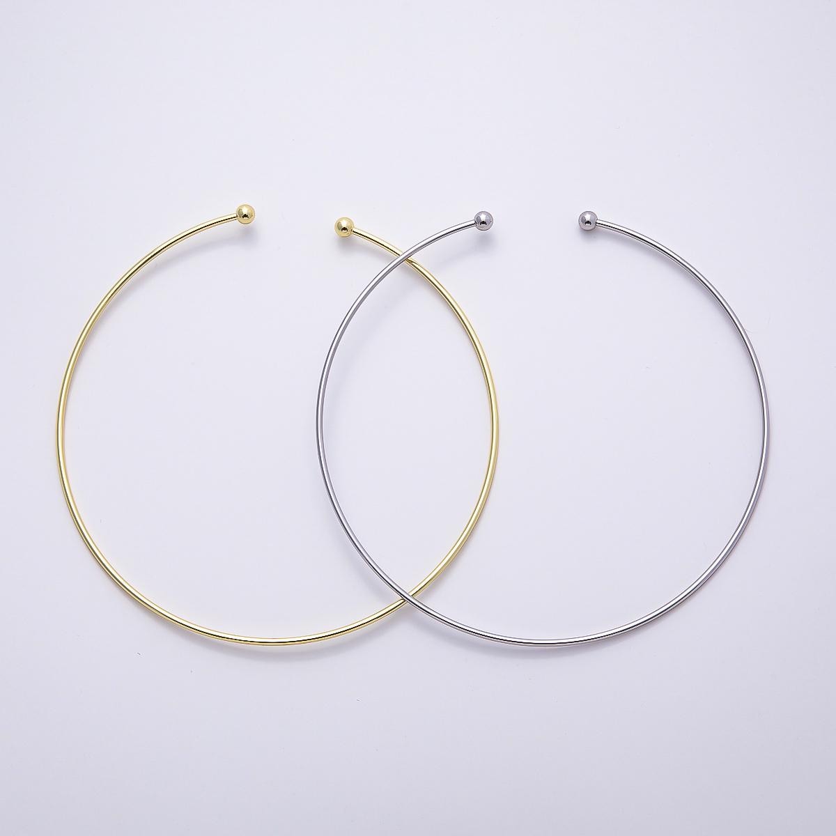 16k Gold Filled 133mm NEW DESIGN Cuff Necklace Wire Choker Charm Holder Elegant diy Supply for custom Jewelry | WA-4480