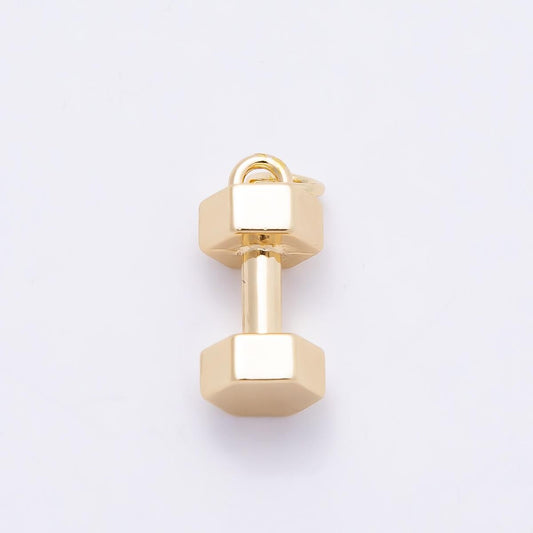 18k gold filled dumbbell charm gold pendant sports bracelet necklace gym weight lifting work out fitness new year resolution Charms-864