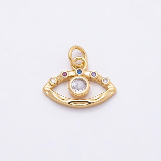 Mini Gold Filled Evil Eye Charm Pink CZ Charm for Bracelet Earring Necklace CHARMS-00863