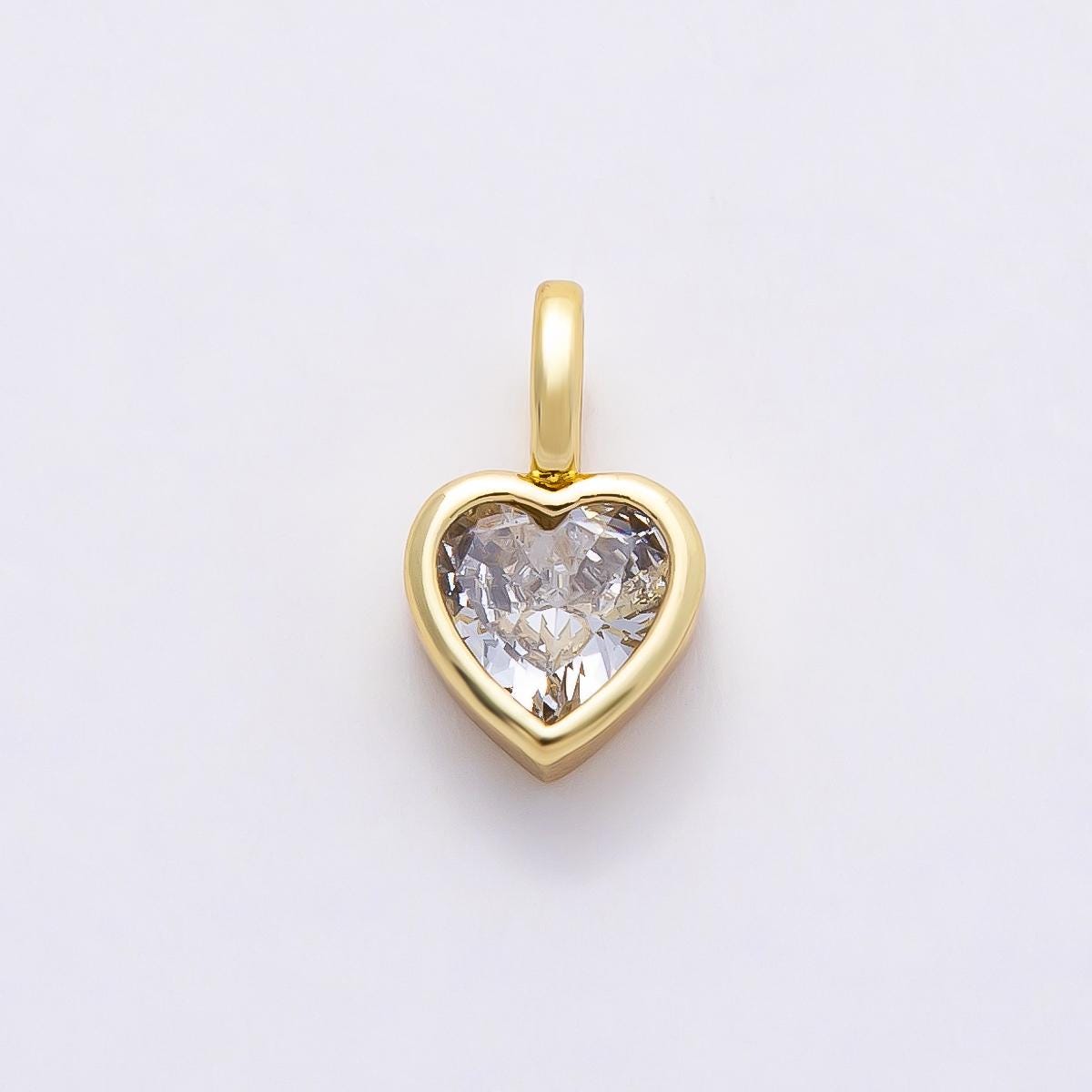 Mini 14k gold filled Clear Cz Eye Oval Teardrop Round Heart bezel Charm Geometric pendant for Drop Jewelry Collar Cord Necklace | Charms-835