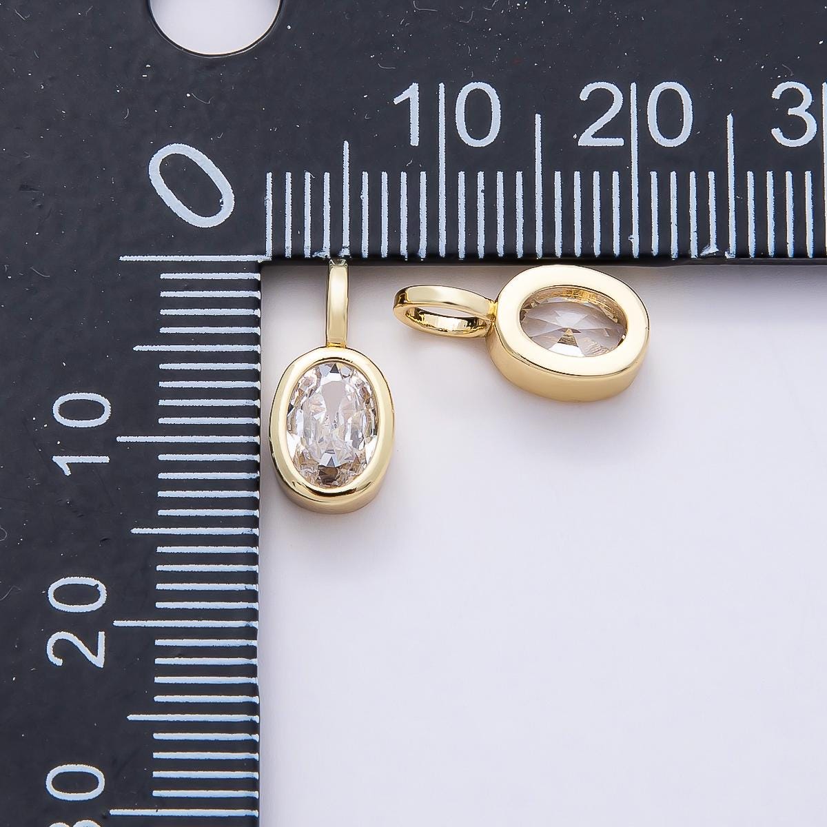 Mini 14k gold filled Clear Cz Eye Oval Teardrop Round Heart bezel Charm Geometric pendant for Drop Jewelry Collar Cord Necklace | Charms-835