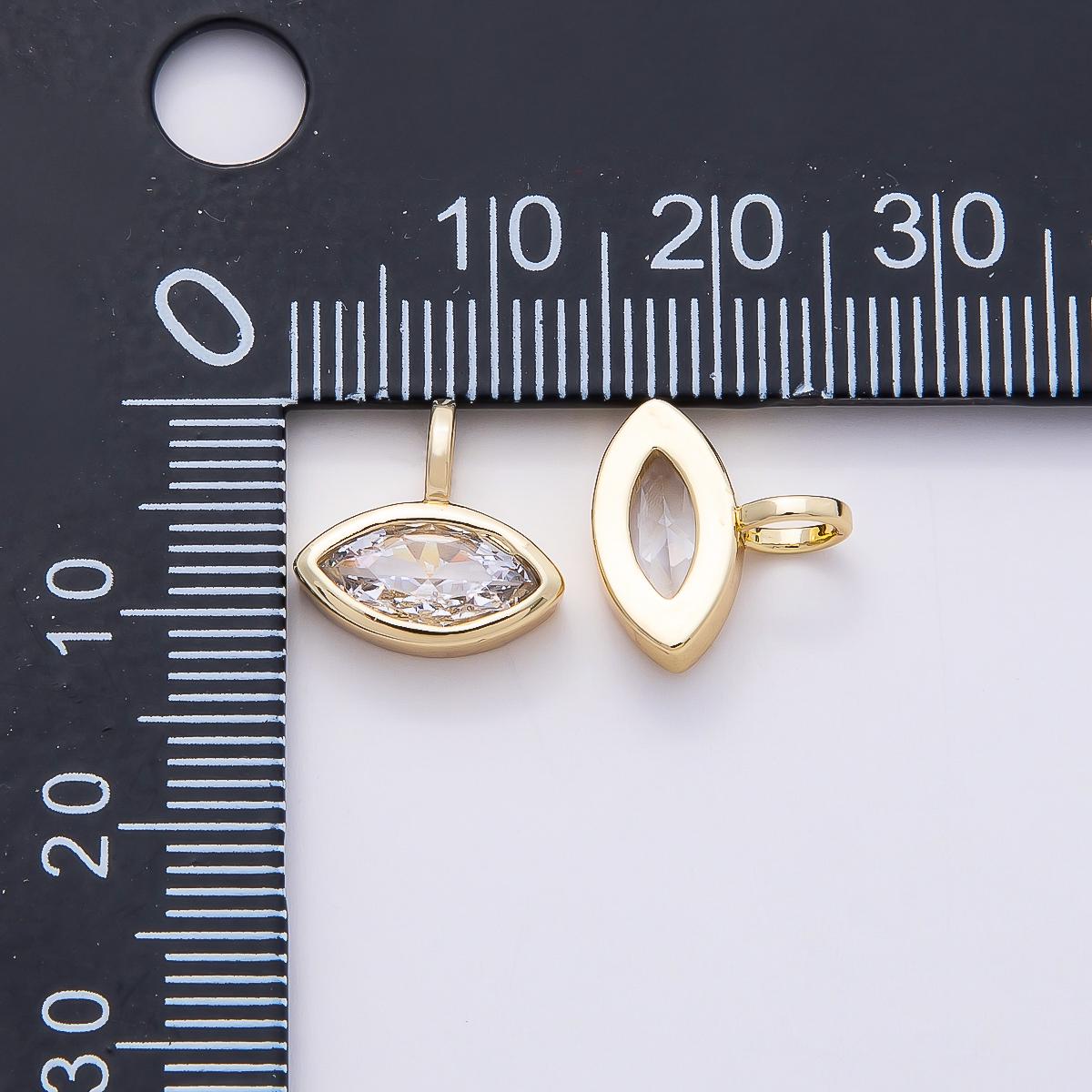 Mini 14k gold filled Clear Cz Eye Oval Teardrop Round Heart bezel Charm Geometric pendant for Drop Jewelry Collar Cord Necklace | Charms-835