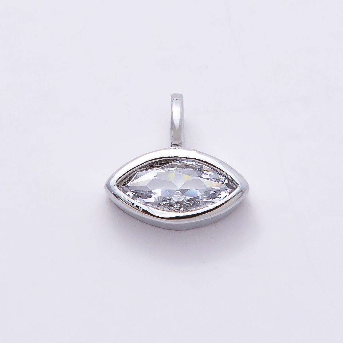 Mini 14k gold filled Clear Cz Eye Oval Teardrop Round Heart bezel Charm Geometric pendant for Drop Jewelry Collar Cord Necklace | Charms-835
