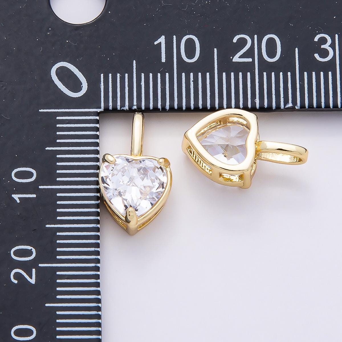 16k Gold Filled 15mm Heart Zirconia Charm Clear Crystal Love Pendant for DIY Necklace Earrings Bridal Jewelry Making Finding | CHARMS-00823