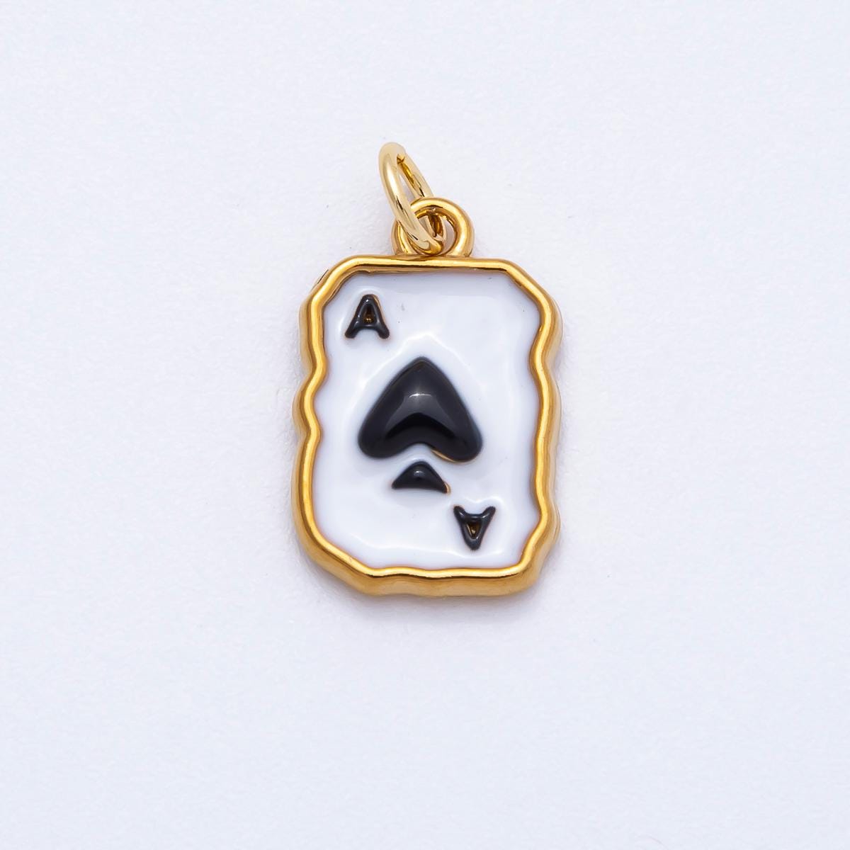 PVD Stainless Steel 17mm Black & White Ace of Spades Charm Poker Card Pendant DIY Jewelry Finding custom Necklace Bracelet | Charms-00712