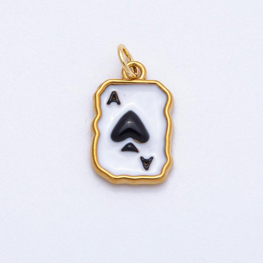 PVD Stainless Steel 17mm Black & White Ace of Spades Charm Poker Card Pendant DIY Jewelry Finding custom Necklace Bracelet | Charms-00712