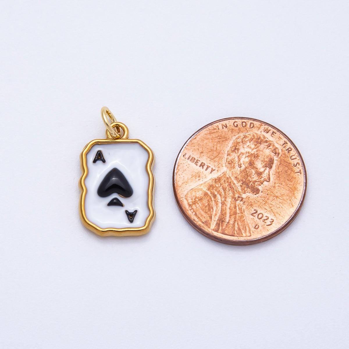 PVD Stainless Steel 17mm Black & White Ace of Spades Charm Poker Card Pendant DIY Jewelry Finding custom Necklace Bracelet | Charms-00712
