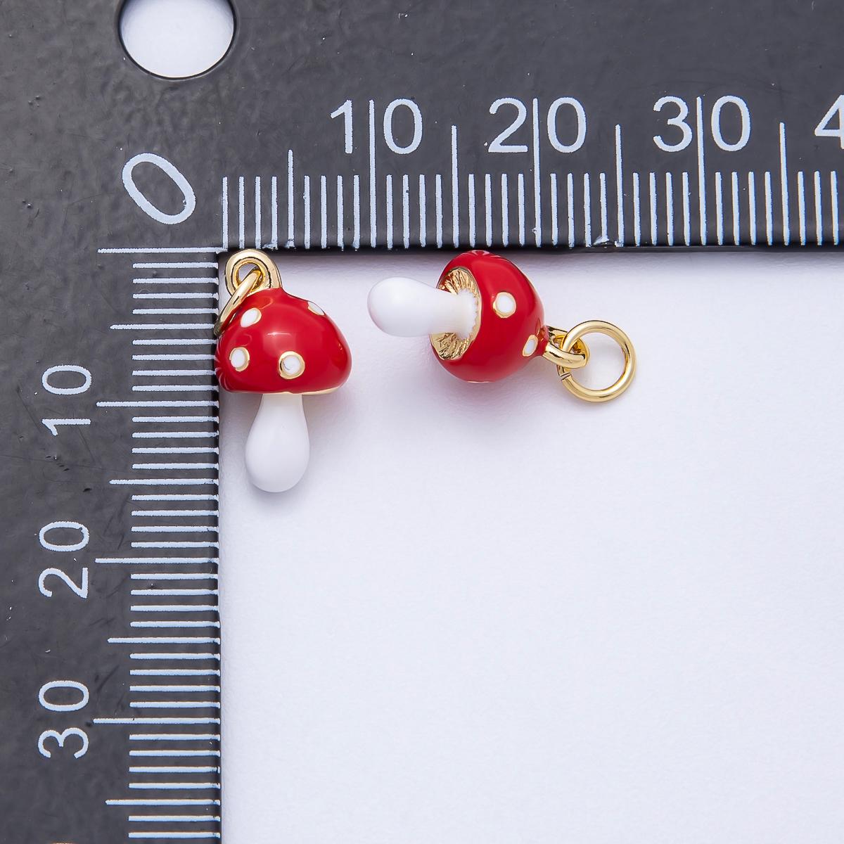 PVD Stainless Steel 14mm Red & White Mushroom Vegetable Charm Add On Whimsical Shroom Mini Pendant DIY Supply for Bracelet | Charms-00714
