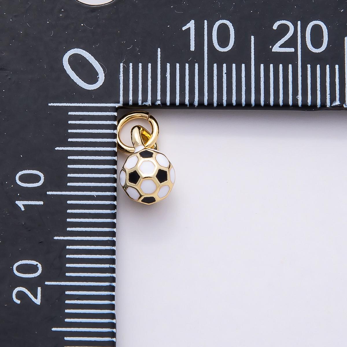 16k Gold Filled 9mm Soccer Ball Charm Enamel Football Pendant Sports Fan Lover Gift DIY Jewelry Supply for custom necklace | CHARMS-00746