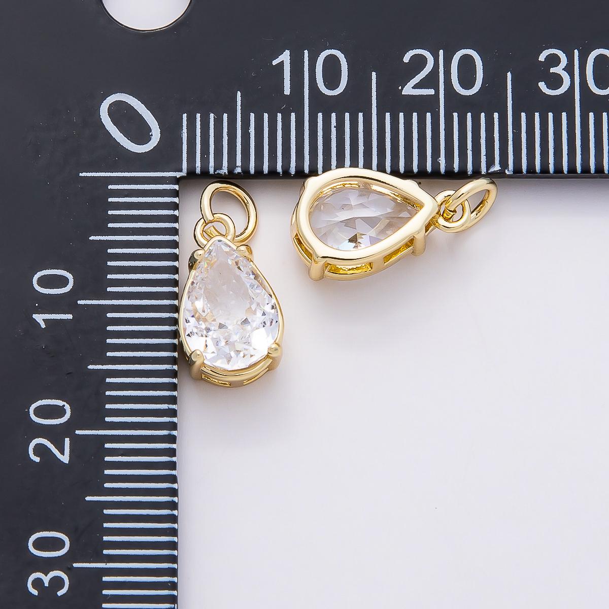 16k Gold Filled 13mm Teardrop Pendant Clear CZ Pear Cut Charm for Jewelry Making Dainty Everyday Necklace and Bracelet Add on | CHARMS-00816