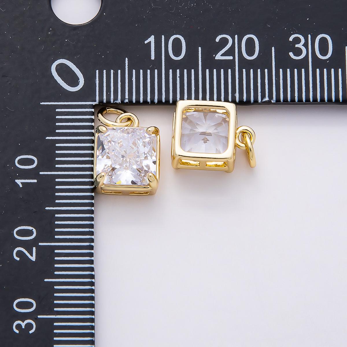 16k Gold Filled 11mm Square Charm Radiant CZ Crystal Cut Pendant DIY Jewelry Making Supply for custom Necklace and Earrings | CHARMS-00820