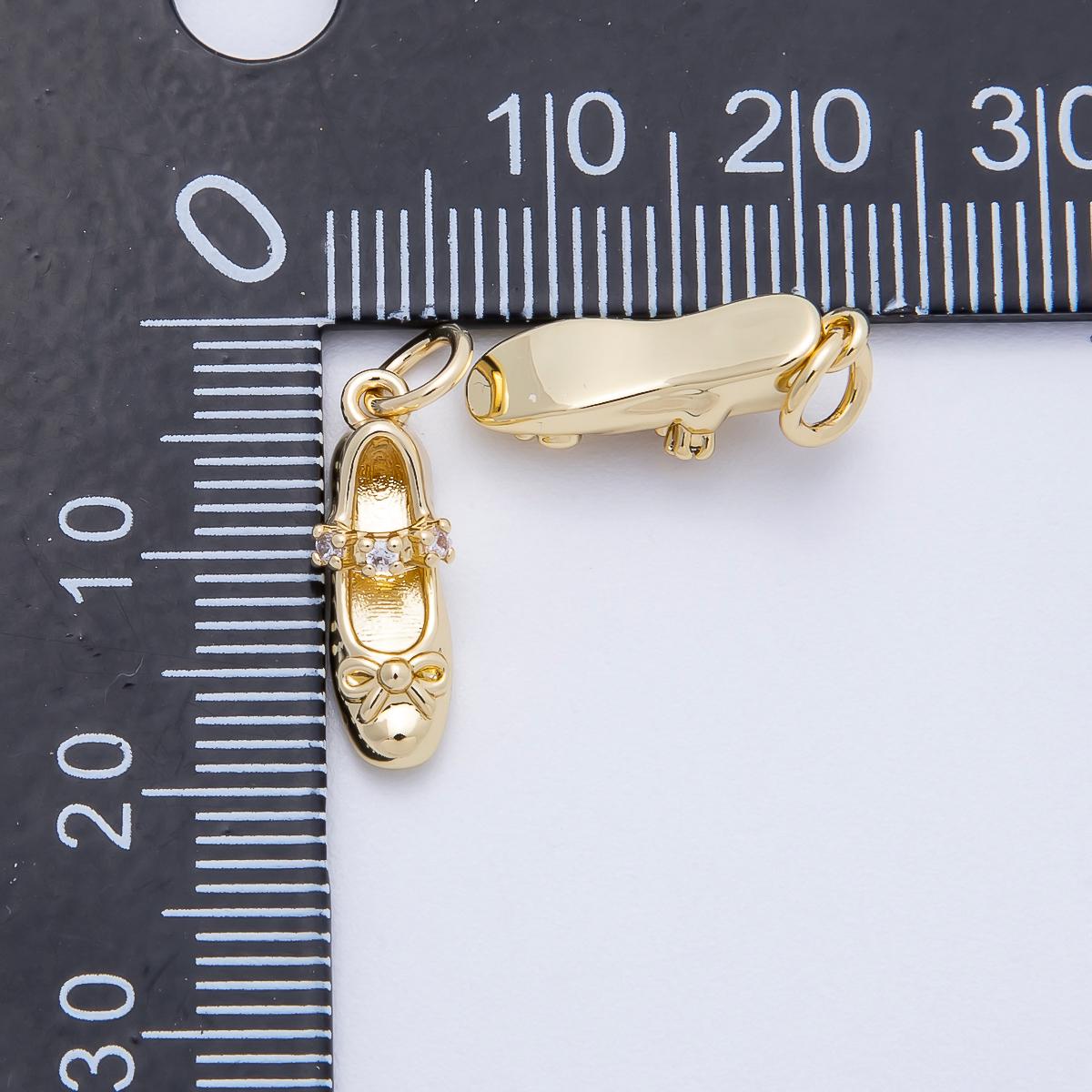 16k Gold Filled 17mm Crystal Ballet Flat Pendant Shoe Pendant for Charm Bracelet DIY Jewelry Supply custom Add On Necklace | CHARMS-00748
